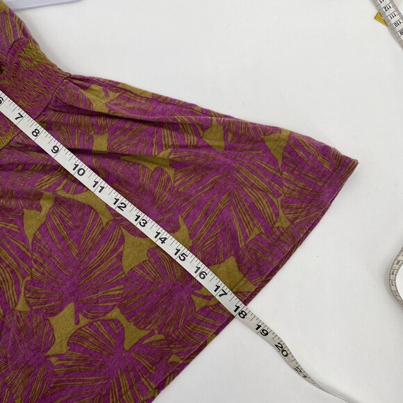 Old Navy Womens Leaf Prints Ruched Waist Strapless Top Pink Brown Size M - Picture 9 of 9